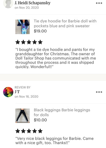 Barbie doll Hoodie costumer review thedolltailor.com