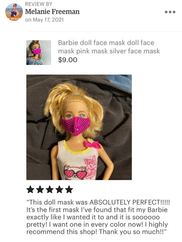 Barbie doll face mask miniature mask costumer review thedolltailor.com