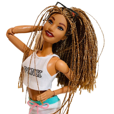 White crop top for Barbie dolls with logo – The Doll Tailor