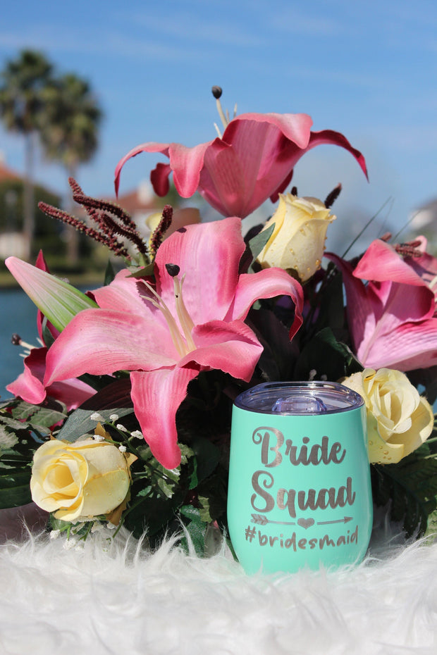 Floral Bridesmaid Personalized Insulated Wine Tumbler