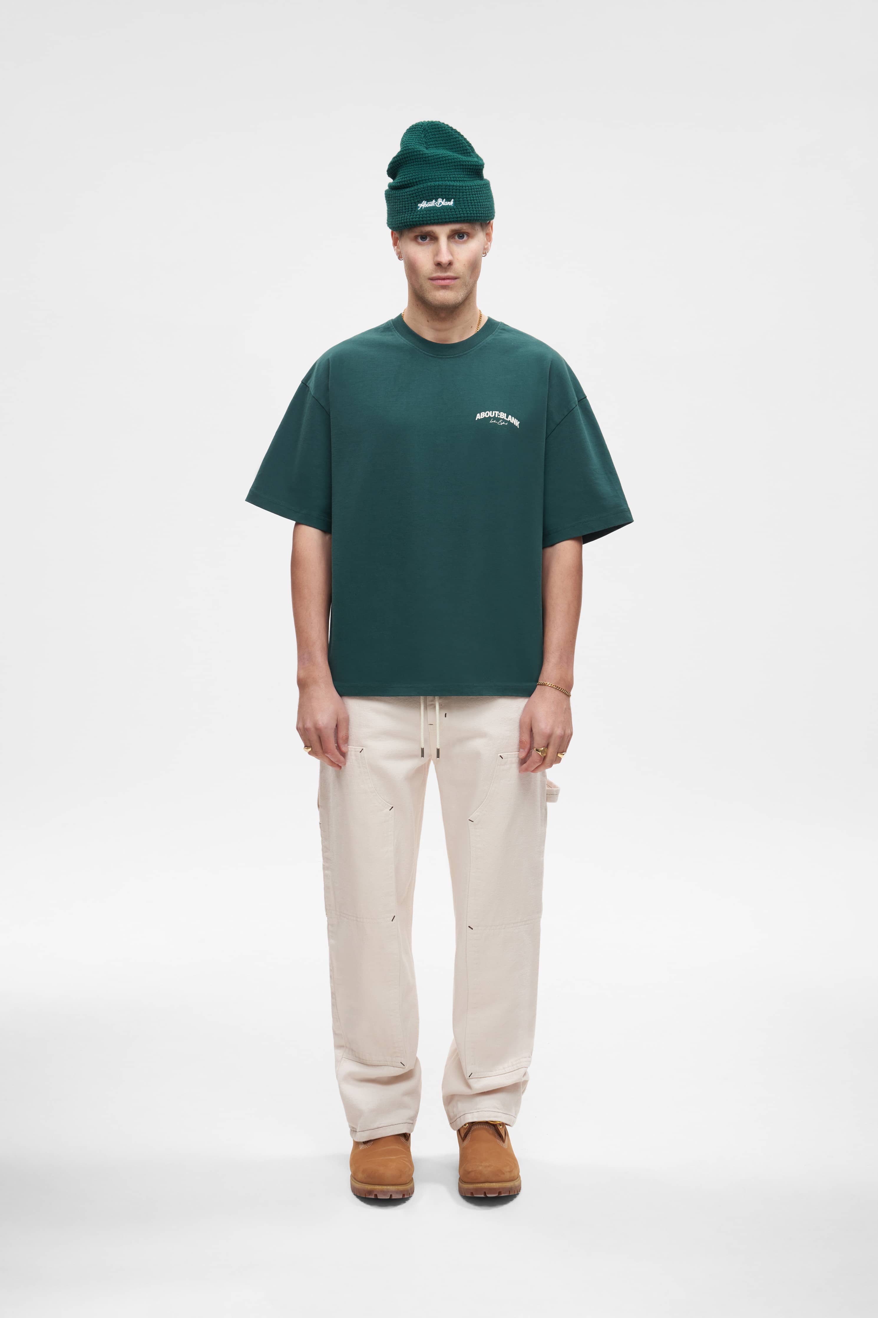 arched logo t-shirt epsom green/ecru