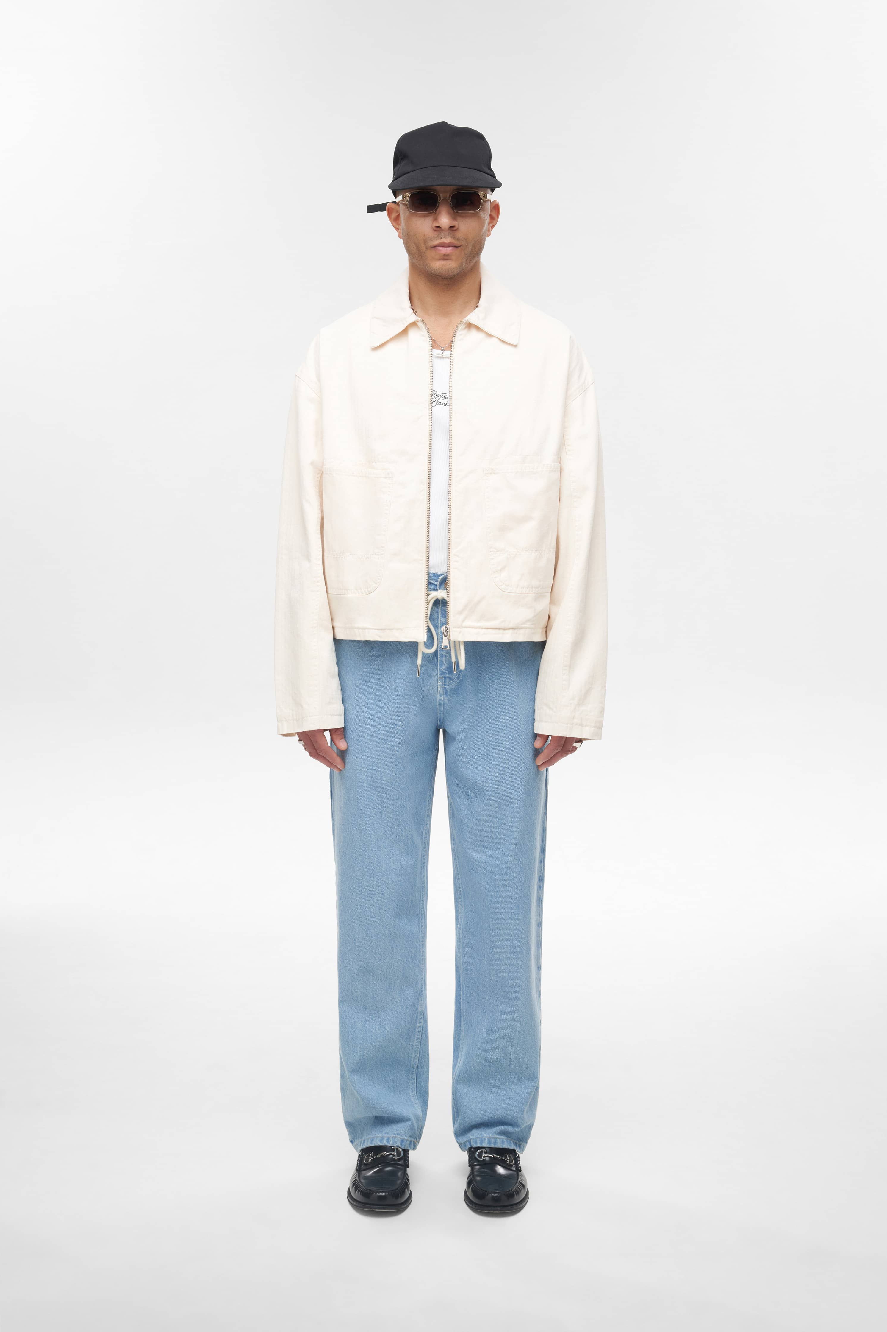 cropped work jacket ecru