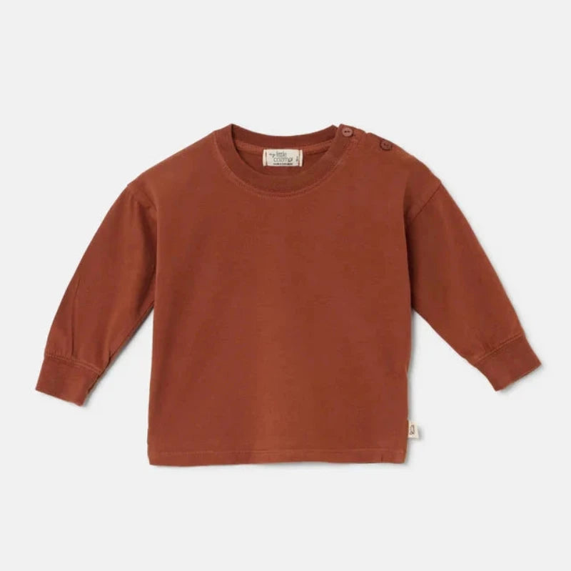 Maglia bambini in caldo cotone biologico, brown - Basic244