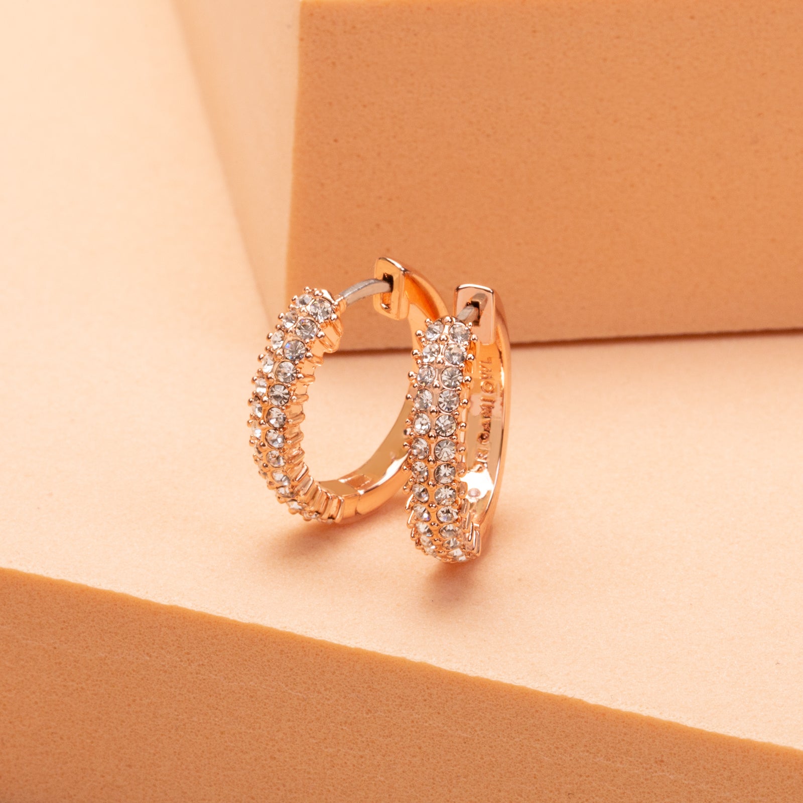 Image of Crystal Oval Hoop Earrings Rose Gold