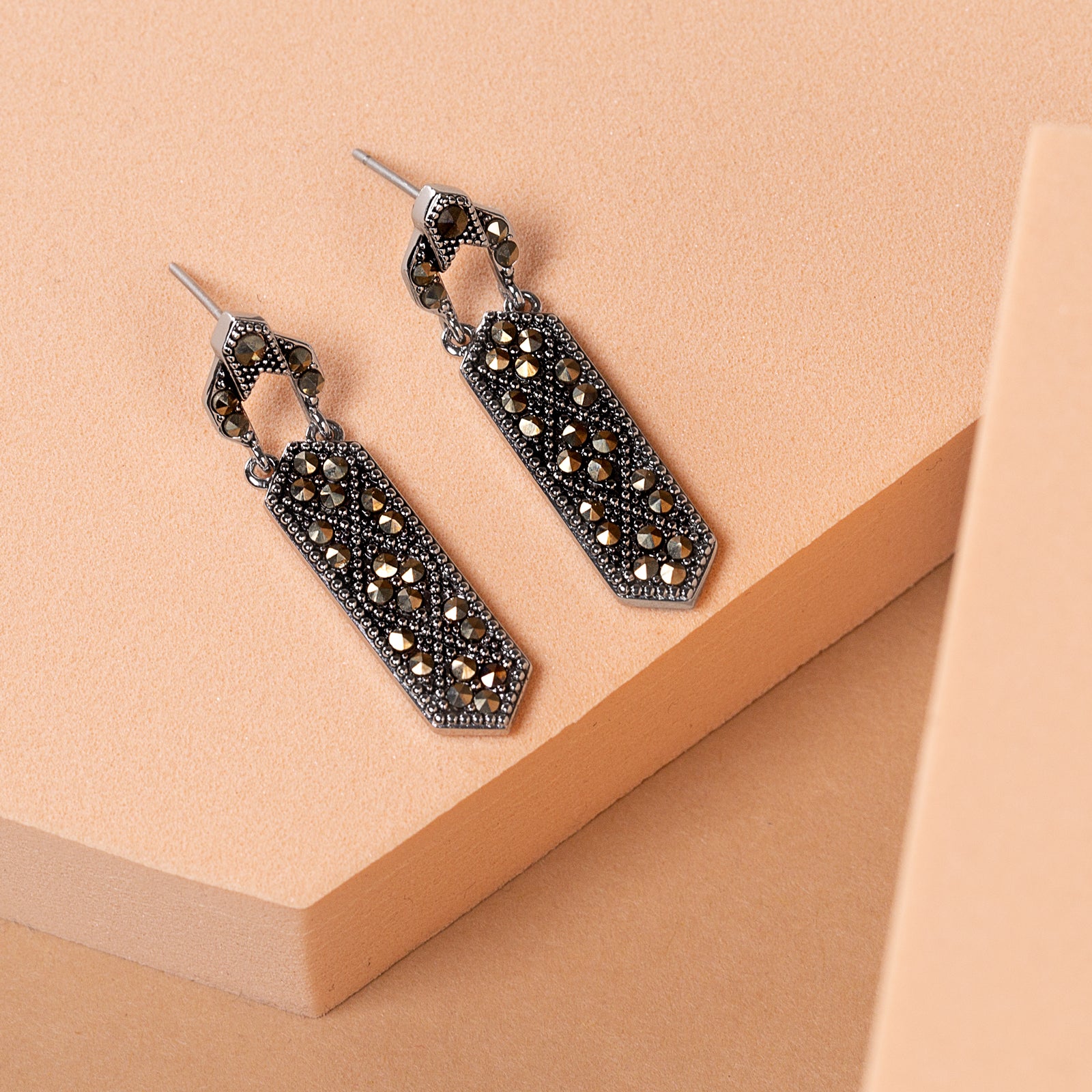 Image of Deco Marcasite Drop Earrings