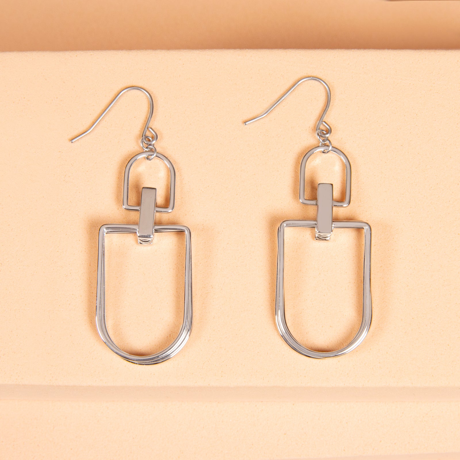 Image of U Shaped Dangle Drop Earrings