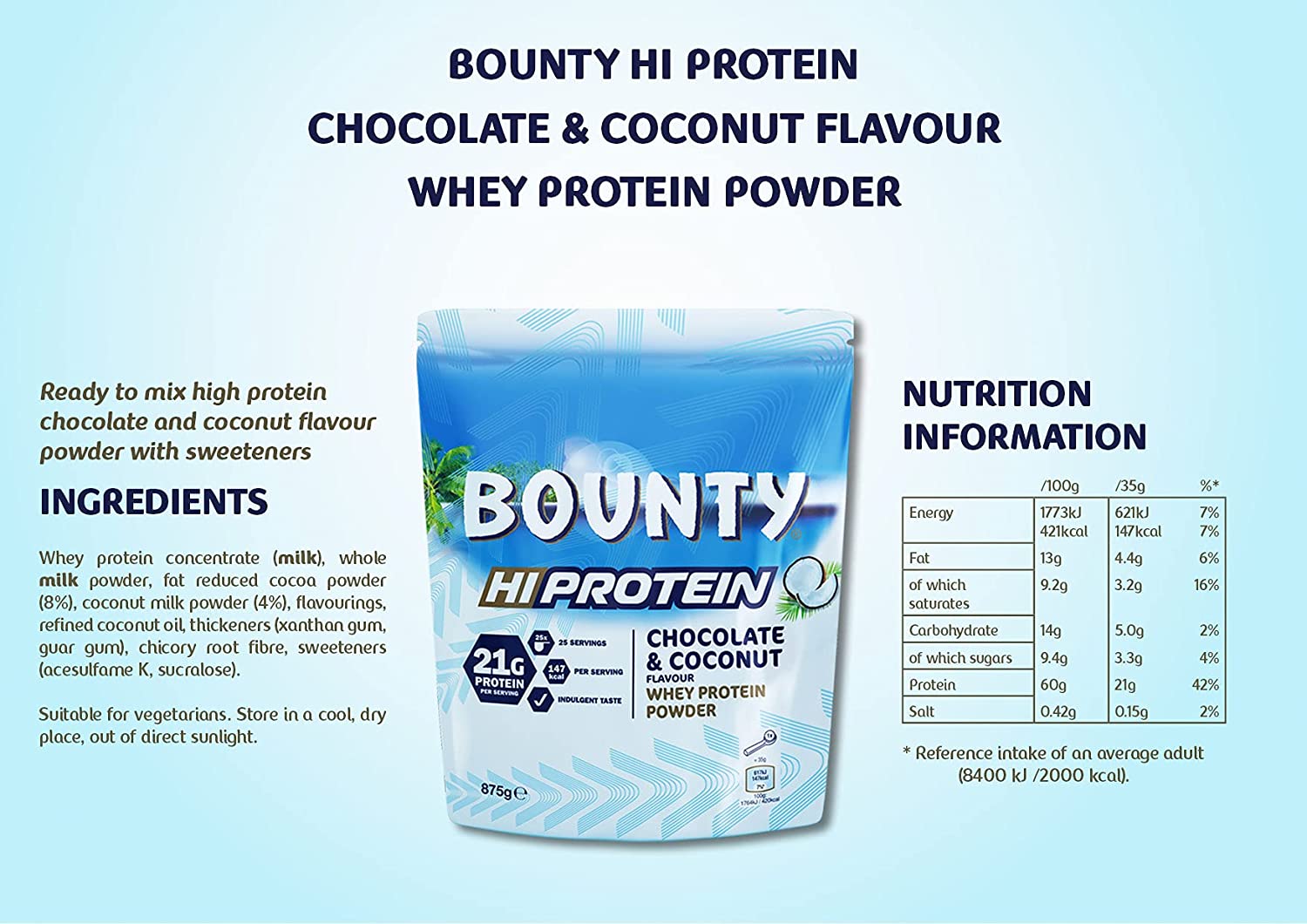 Bounty Hi Protein nutrition information | Megapump