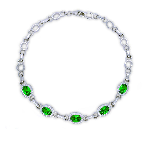 Opulence Bracelet Sterling Silver & Emerald Stone 0