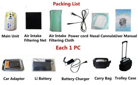 1L-5L Portable Oxygen Concentrator Machine with Battery