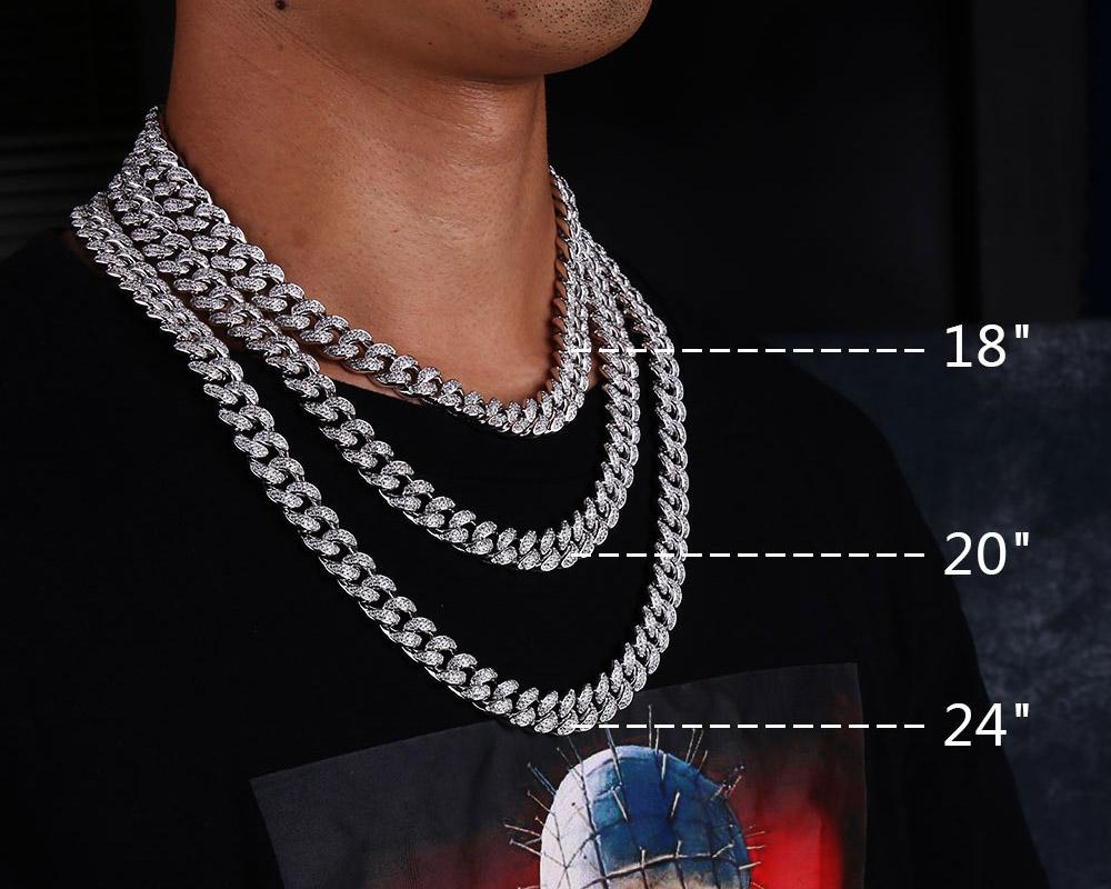 different sizes of cuban link chains