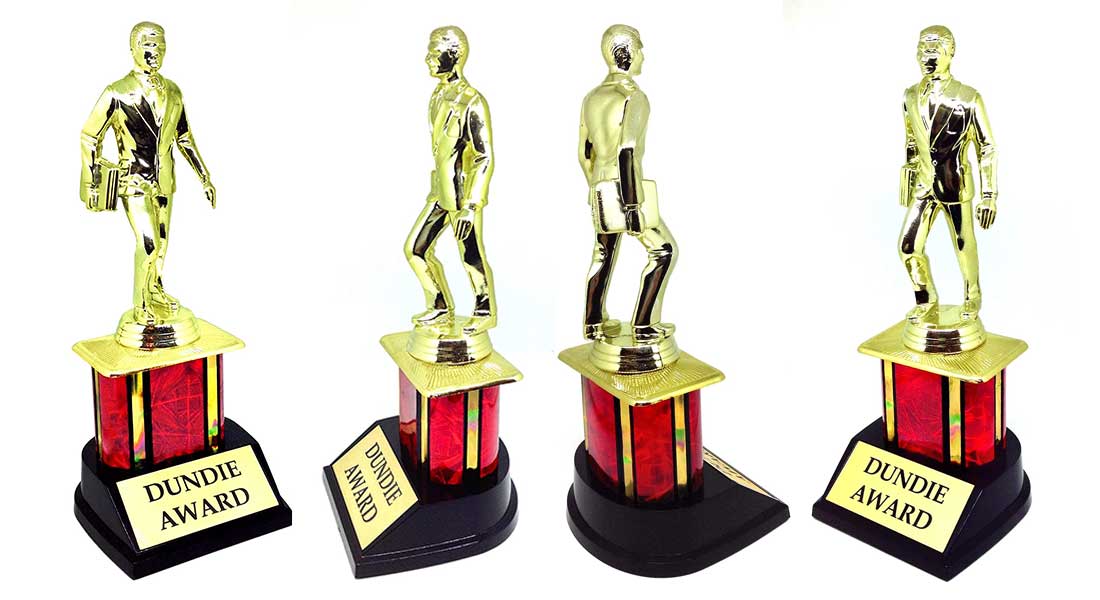 Large Oscar Like Metal Replica Trophy With 4 Lines of Custom Text 