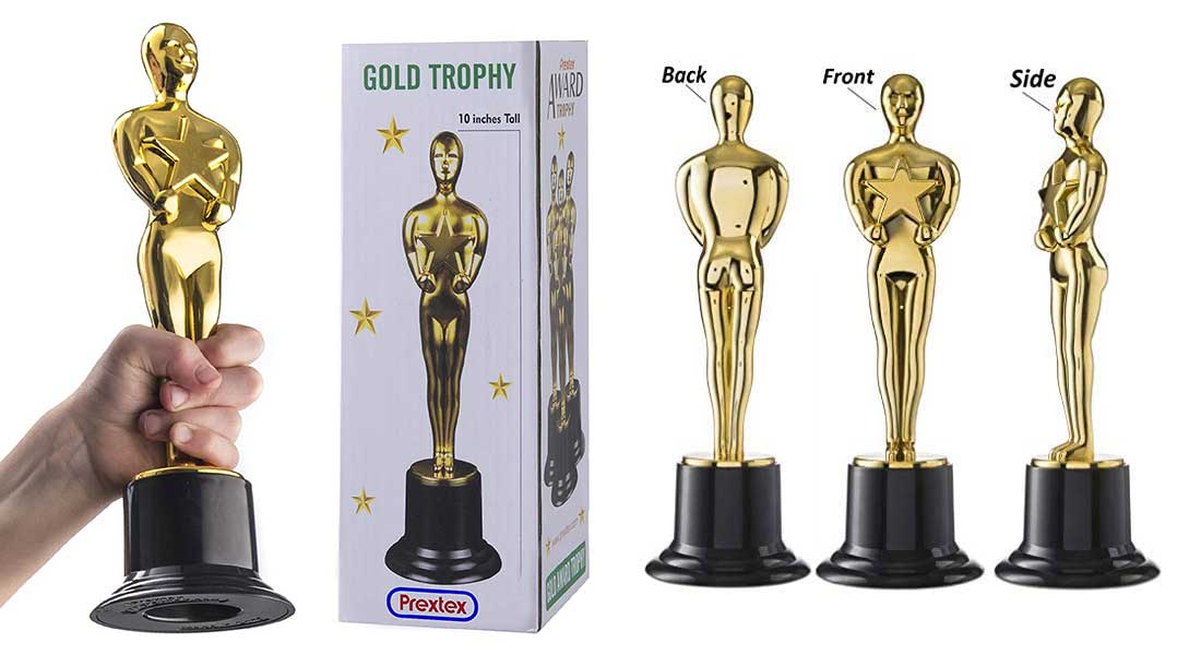 Prextex 10-Inch Gold Award Trophy for Trophy Awards and Party Celebrations, Award Ceremony, and Appreciation Gift