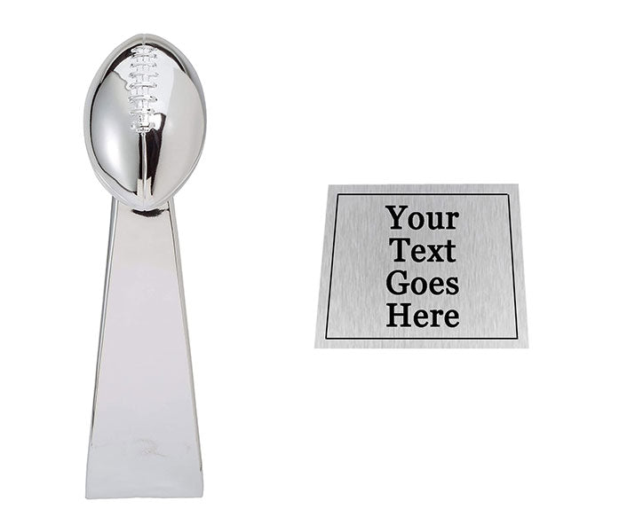 Chrome Football Tower Fantasy Football Replica Trophy with 4 Lines of Custom Text