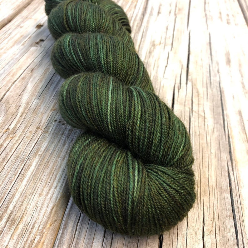 Hand dyed SW 70% Merino 20% Yak 10% Nylon Yarn, 437 yd. Green color Yak Yarn