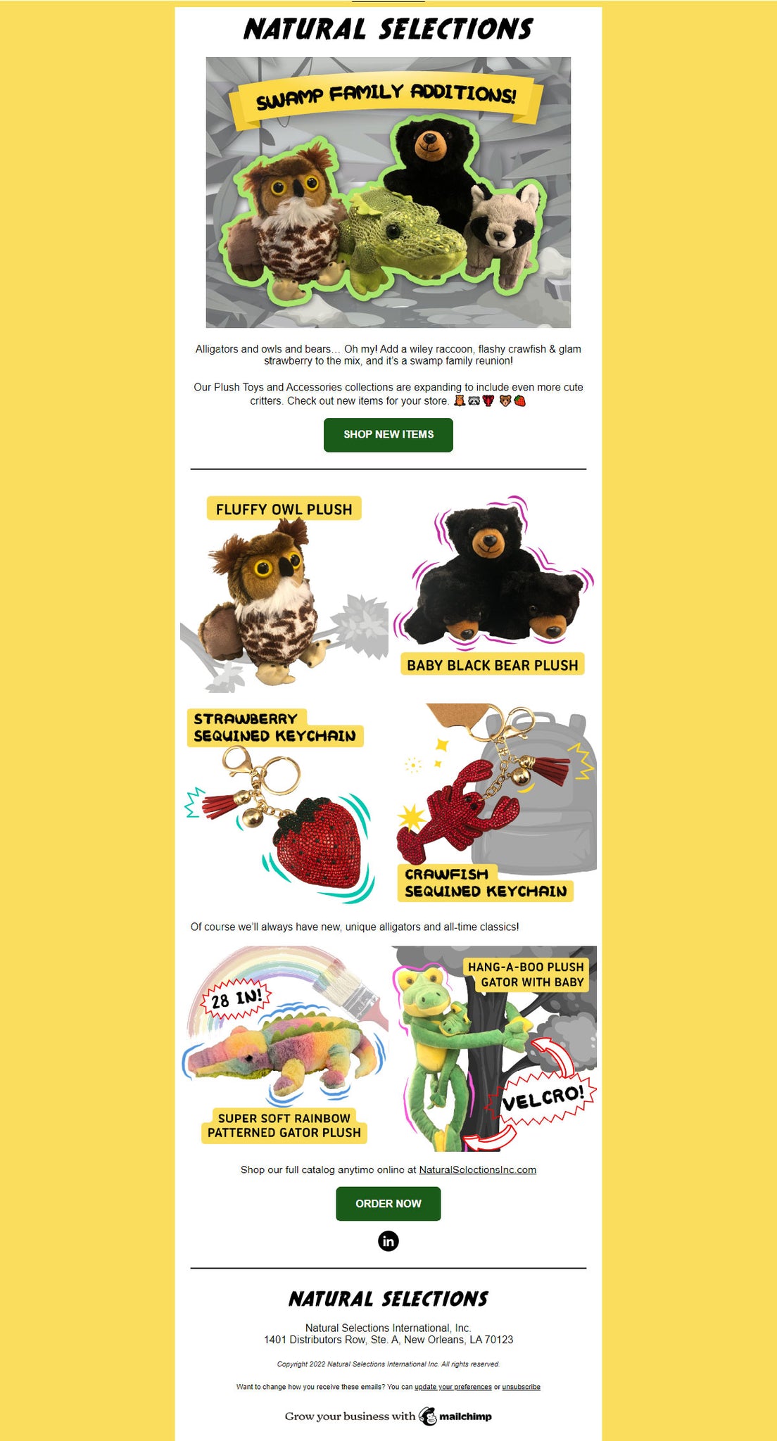 new plush animal toys newsletter