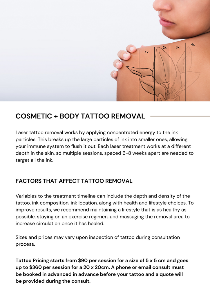 Tattoo removal menu and whats involved with tattoo removal