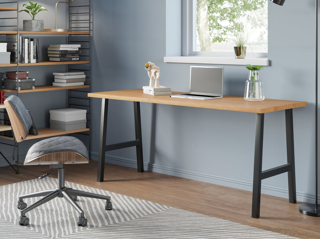 Oak L-Shape Desk + Modern Legs – Brick Mill Furniture