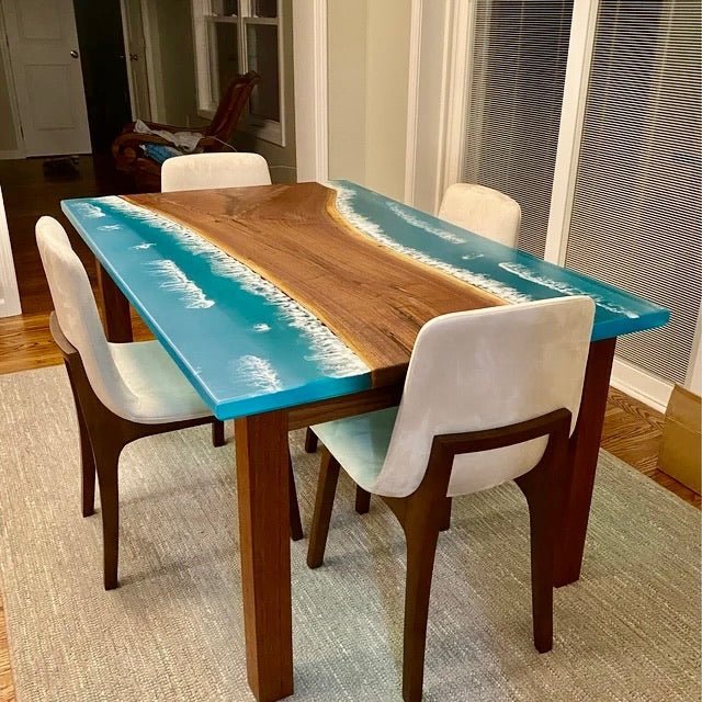 Live Edge Single River Epoxy Table – Brick Mill Furniture