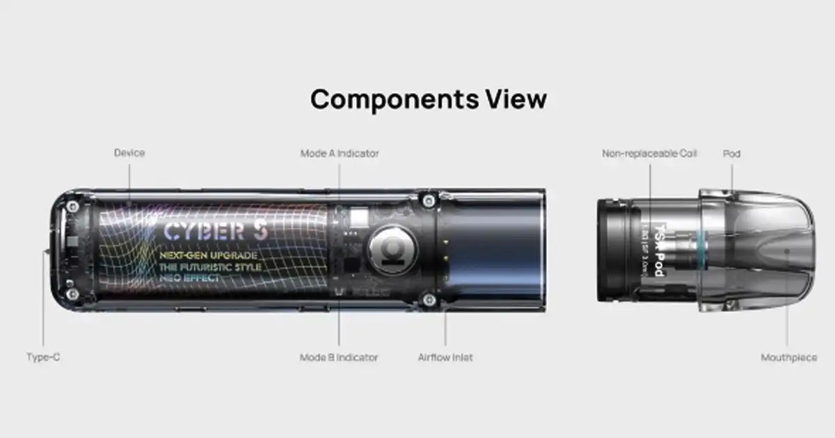 Aspire Cyber S Pod Kit Component View