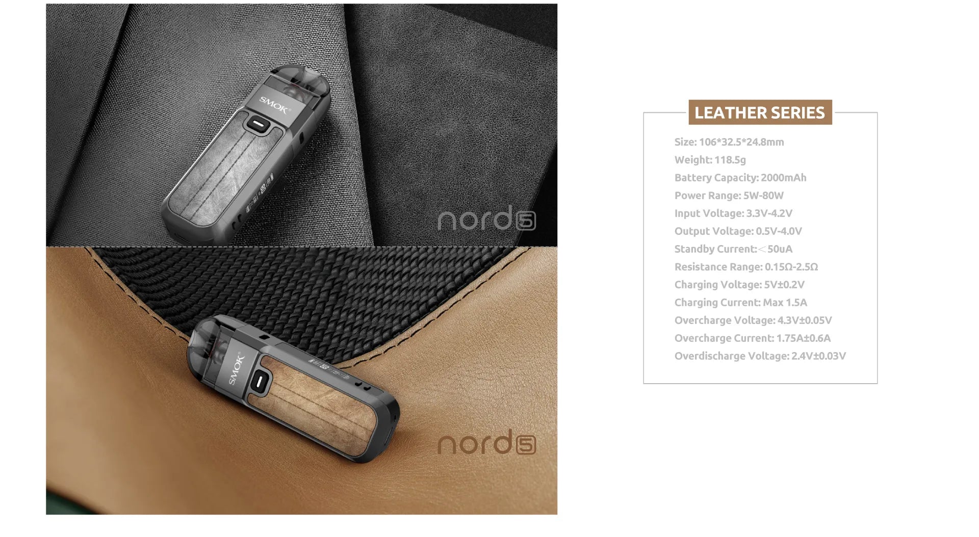 Smok Nord 5 Leather Series Features