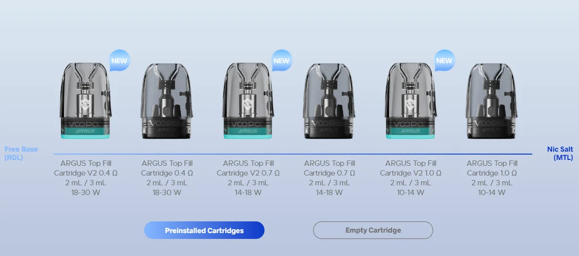 VooPoo Argus V2 Pod Coil Resistance Options