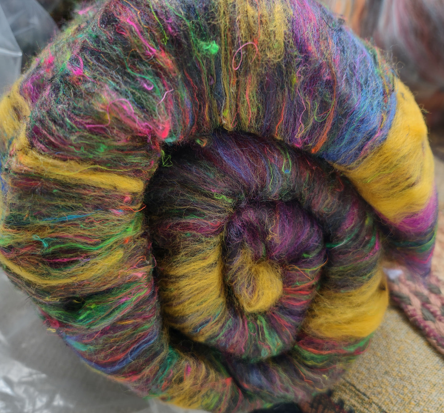 Big fluffy batt sari silk silks shetland merino 9 ounce or more