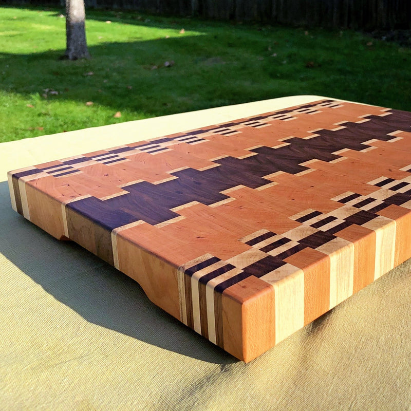 Piano Maple & Walnut Wood End Grain Handmade Cutting Board