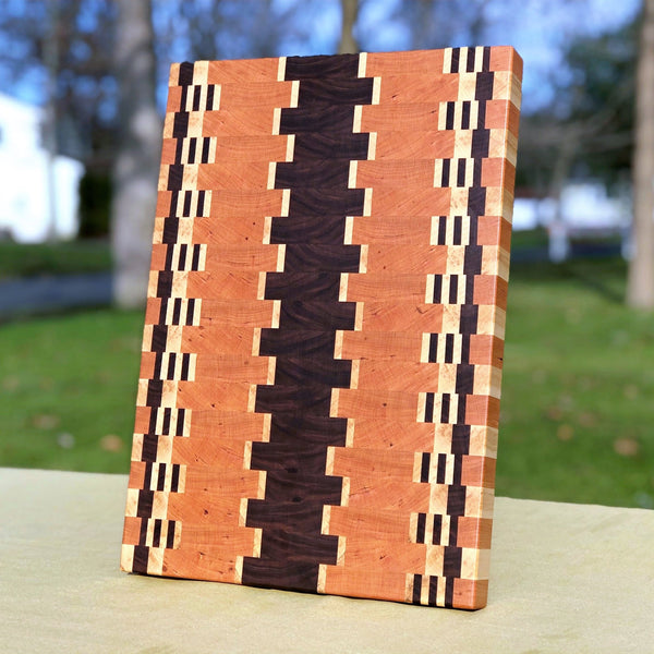 Piano Maple & Walnut Wood End Grain Handmade Cutting Board