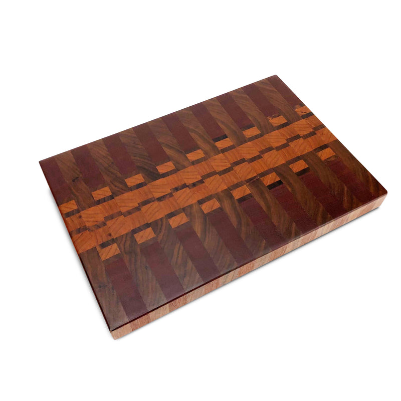 African Padauk and Maple wood end grain cutting board. 15” x 12” x 1.25”