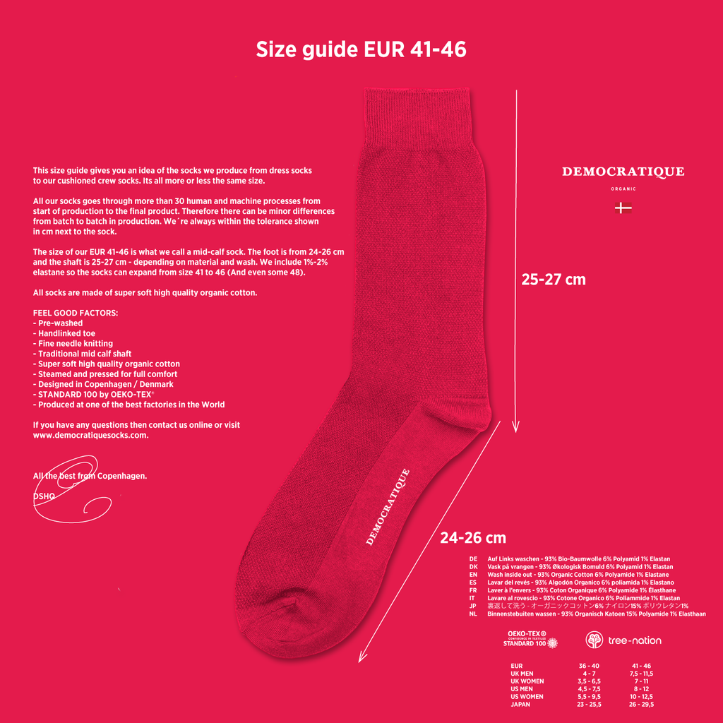 Size guide Democratique Socks