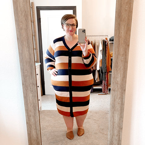striped cardigan sweater dress eloquii elements walmart plus size tryon