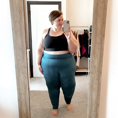 teal cooper joggers from universal standard try on athleta long line sports bra plus size try on with onerealmomma one real momma