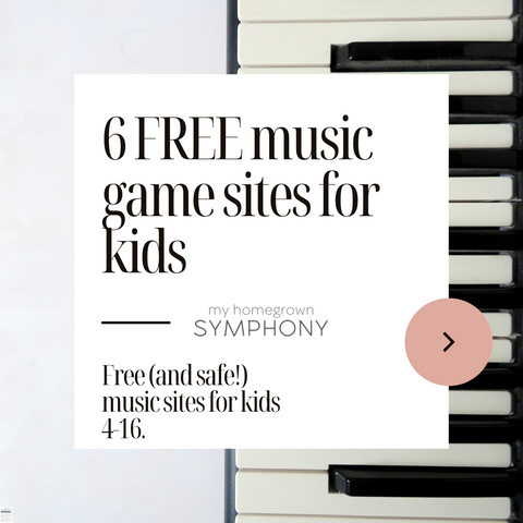 Picture of piano and graphic that says 6 Free music game sites for kids