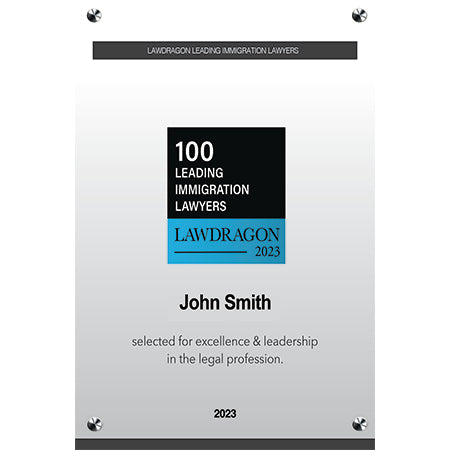 2023 Lawdragon 100 Leading Immigration Lawyers Acrylic Plaque