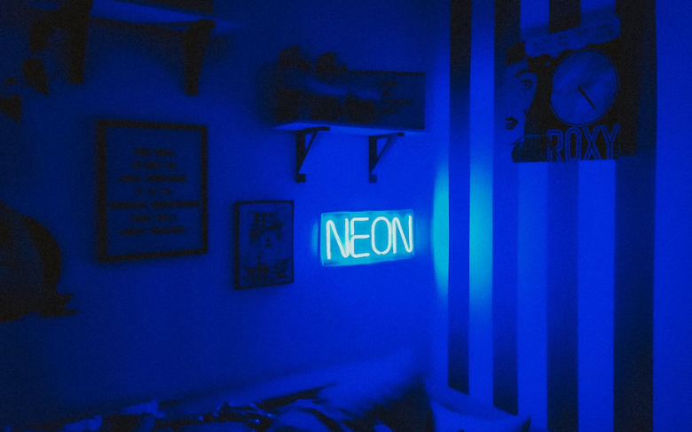 néon chambre bleu