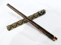 1 Pair Mango Wood ChopSticks With Thai Hill Tribe Holders