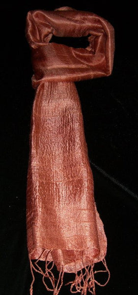 100% Fair Trade Thai Silk Solid Color Scarf Shawl Copper