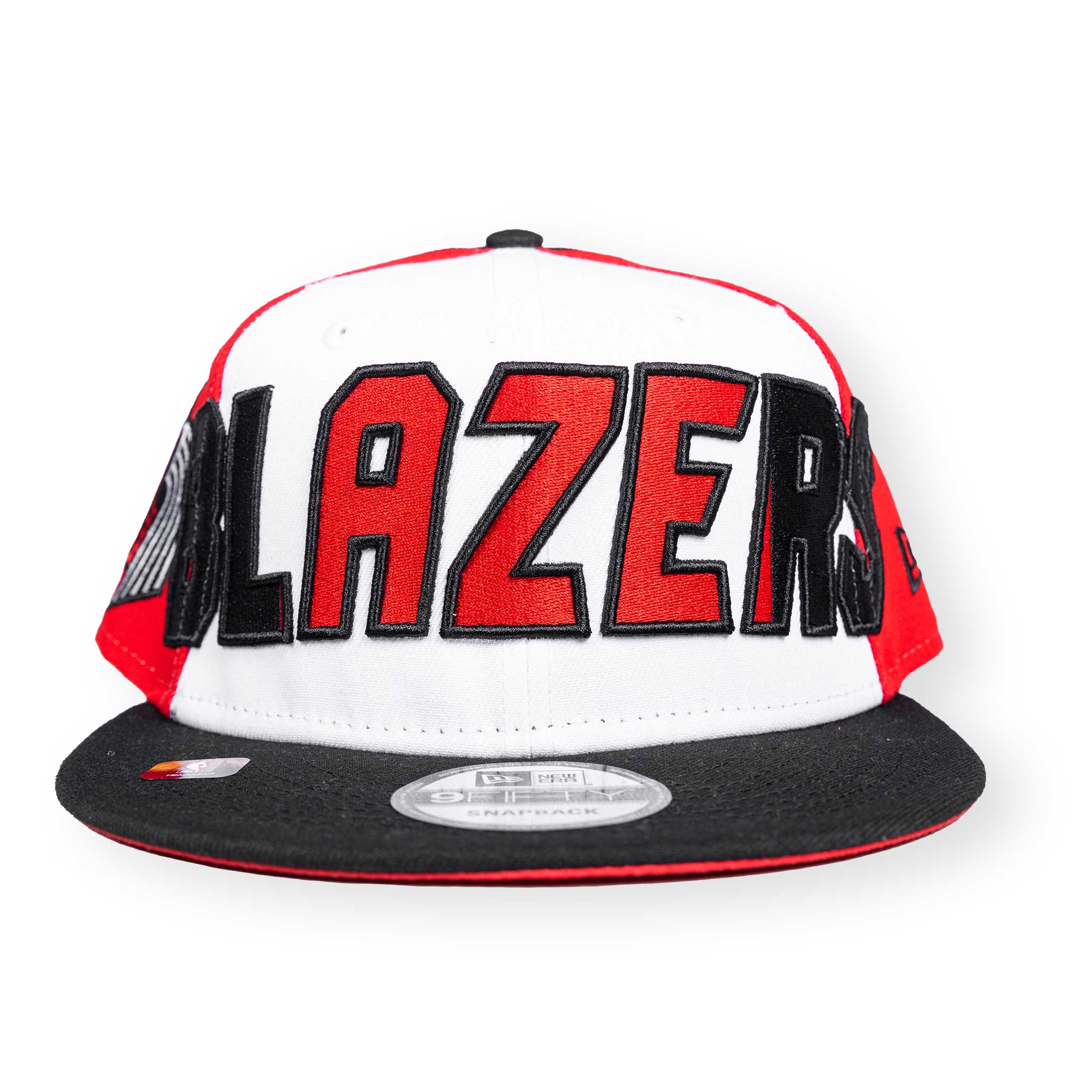 New Era 9Fifty Portland Trail Blazers Team Retro Wheel Snapback Hat Black  White Red