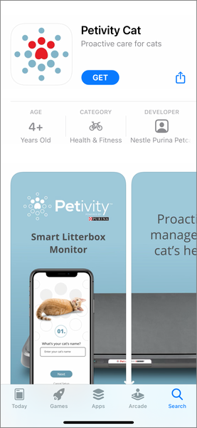 Step 1. Download the Petivity Cat App from the Apple App Store.