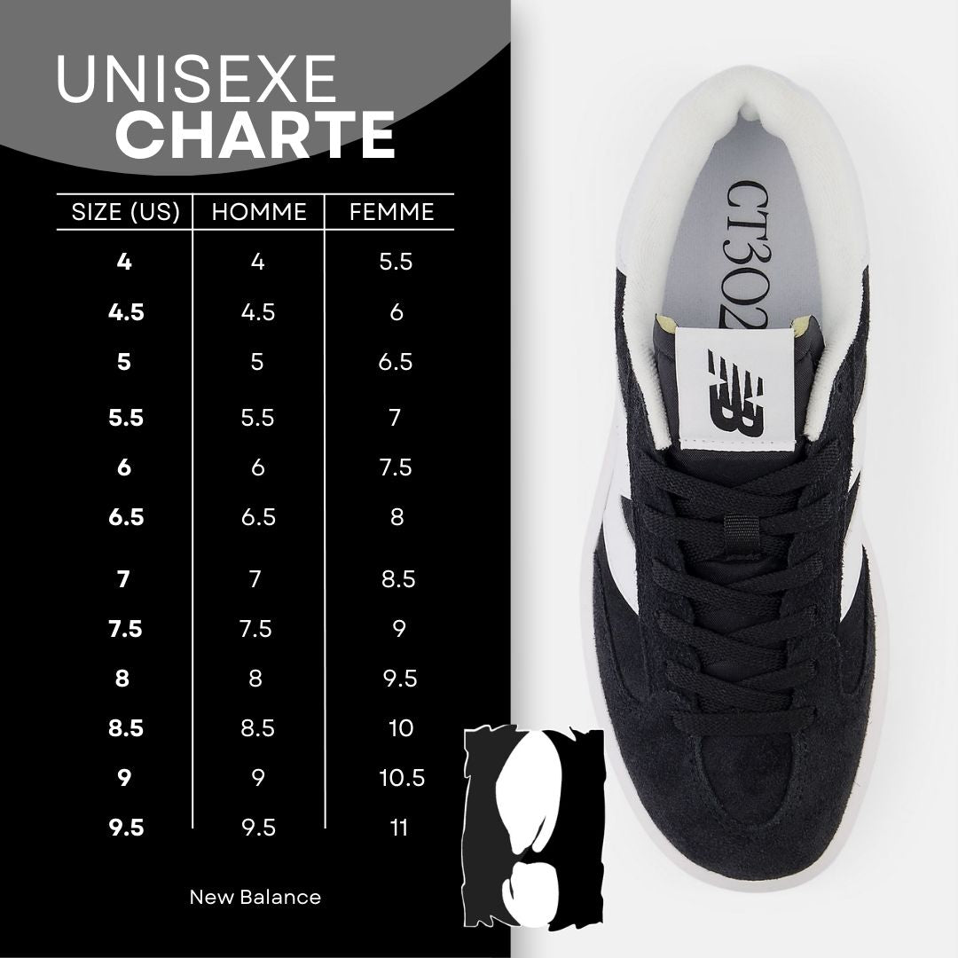 Charte de grandeur unisexe New Balance