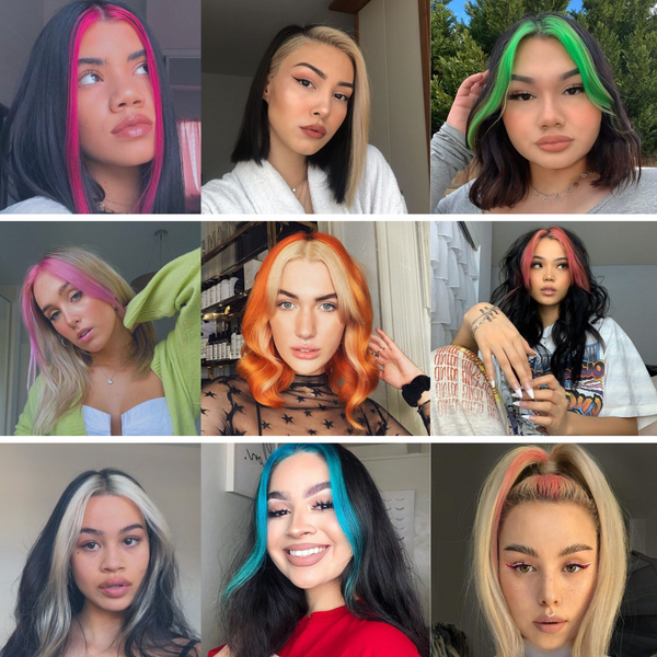 Grid of nine images showing e-girl hair inspiration