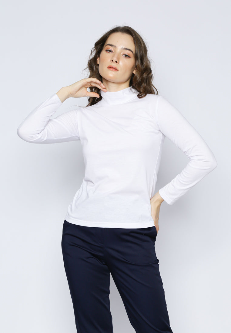 ladies white roll neck top