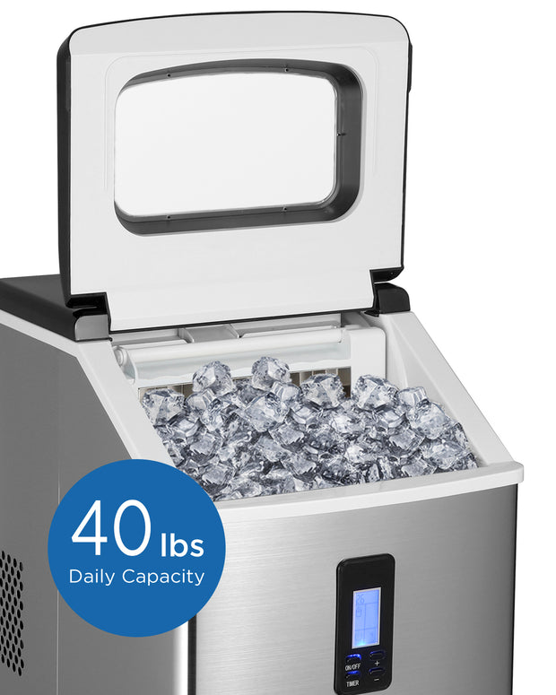 Phivve 34 in. 350lbs Freestanding Split Commercial Ice Maker with Bin in Stainless Steel in Silver