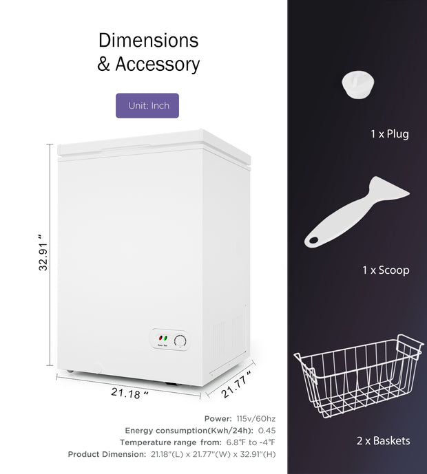  Kismile Upright Freezer - Small Upright Freezer with 7  Adjustable Temperatures from 6.8°F to -4°F, Energy-Efficient 3.0 cu.ft.  Ideal for Medium Homes & Apartments, Offices, Silver : Appliances