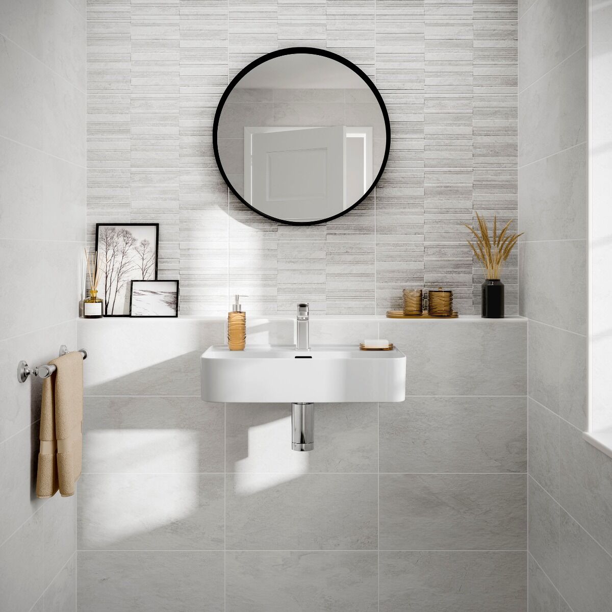 Atlas White Plain and Decor Tiles