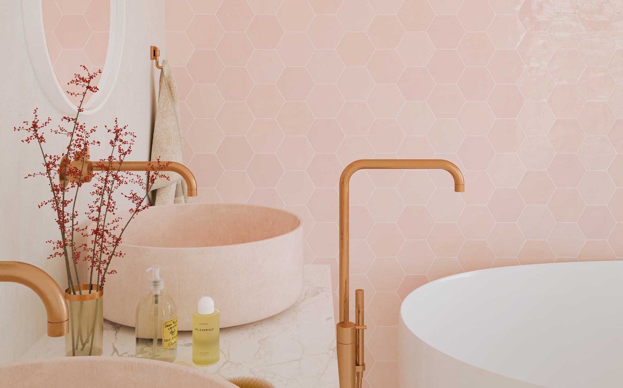 Ella Pink hexagon tiles