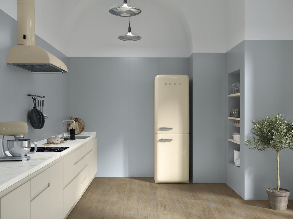 Freestanding fridge in kitchen