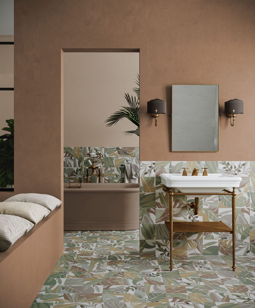 Jungle Print Tiles Bathroom