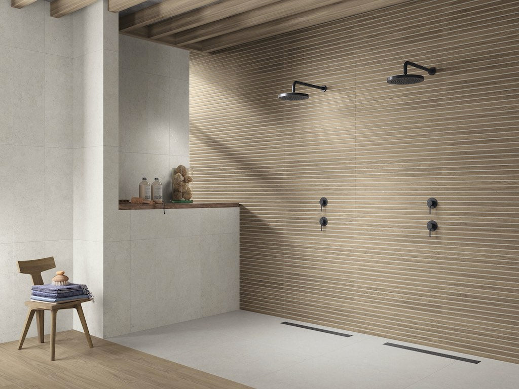 Wood Effect Wall Tiles On Feature Shower Wall