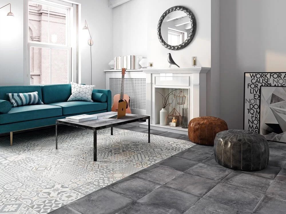 Using Grey Terracotta Floor Tiles In Contemporary Apartment